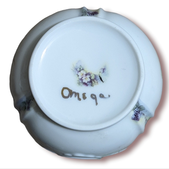 Vintage Omega Porcelain Double Gourd Vase Victorian Flowers Grapes Raised Design - Picture 6 of 11